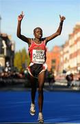 25 October 2010; Chesoo Jonath Kipchirchir, from Kenya, celebrates finishing fourth, in a time of 2:10:27, during the Lifestyle Sports - adidas Dublin Marathon 2010. Dublin. Picture credit: Stephen McCarthy / SPORTSFILE