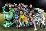 28 October 2010; The Shamrock Rovers team amnd mascot celebrate with the cup. Airtricity Under-20 League Final, Shamrock Rovers v Bohemians, Tallaght Stadium, Tallaght, Dublin. Picture credit: Brian Lawless / SPORTSFILE