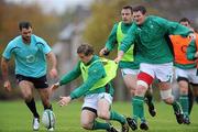 29 October 2010; Ireland's Andrew Trimble is tackled by Donnacha Ryan during squad training ahead of their Autumn International game against South Africa on November the 6th. Ireland Rugby Squad Training, University of Limerick, Limerick. Picture credit: Matt Browne / SPORTSFILE