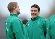 29 October 2010; Ireland's David Wallace, right, and Jamie Heaslip share a joke during squad training ahead of their Autumn International game against South Africa on November the 6th. Ireland Rugby Squad Training, University of Limerick, Limerick. Picture credit: Matt Browne / SPORTSFILE