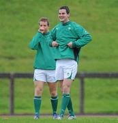29 October 2010; Ireland's Jonathan Sexton and Luke Fitzgerald during squad training ahead of their Autumn International game against South Africa on November the 6th. Ireland Rugby Squad Training, University of Limerick, Limerick. Picture credit: Matt Browne / SPORTSFILE