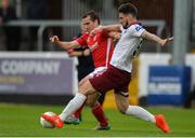 12 August 2016; Christy Fagan of St Patrick's Athletic in action against Stephen Folan of Galway United during the SSE Airtricity League Premier Division match between St Patrick's Athletic and Galway United at Richmond Park in Dublin. Photo by Eóin Noonan/Sportsfile