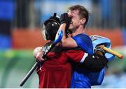12 August 2016; Lucas Rossi of Argentina and Juan Vivaldi of Argentina celebrate after the Pool B match between Ireland and Argentina at the Olympic Hockey Centre, Deodoro, during the 2016 Rio Summer Olympic Games in Rio de Janeiro, Brazil. Photo by Stephen McCarthy/Sportsfile