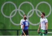 12 August 2016; Ronan Gormley of Ireland following defeat after the Pool B match between Ireland and Argentina at the Olympic Hockey Centre, Deodoro, during the 2016 Rio Summer Olympic Games in Rio de Janeiro, Brazil. Photo by Stephen McCarthy/Sportsfile