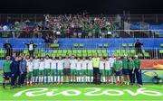 12 August 2016; The Ireland team stand in front of their fans following the Pool B match between Ireland and Argentina at the Olympic Hockey Centre, Deodoro, during the 2016 Rio Summer Olympic Games in Rio de Janeiro, Brazil. Photo by Stephen McCarthy/Sportsfile