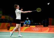 12 August 2016; Chloe Magee of Ireland serves during the first set against Karin Schnaase of Germany during their Women's Singles Group Play Stage - Group P match in the Riocentro Pavillion 4 Arena, Barra da Tijuca, during the 2016 Rio Summer Olympic Games in Rio de Janeiro, Brazil.