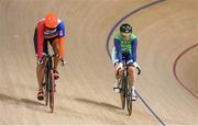 13 August 2016; Elis Ligtlee, left, of Netherlands and Shannon McCurley of Ireland following the first round of the Women's Keirin at the Rio Olympic Velodrome, Barra da Tijuca, during the 2016 Rio Summer Olympic Games in Rio de Janeiro, Brazil. Photo by Ramsey Cardy/Sportsfile