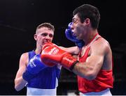 13 August 2016; Brendan Irvine of Ireland, left, in action against Shakhobidin Zoirov of Uzbekistan during their Light-Flyweight preliminary round of 32 bout in the Riocentro Pavillion 6 Arena during the 2016 Rio Summer Olympic Games in Rio de Janeiro, Brazil. Photo by Stephen McCarthy/Sportsfile