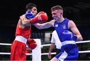 13 August 2016; Brendan Irvine of Ireland, right, in action against Shakhobidin Zoirov of Uzbekistan during their Light-Flyweight preliminary round of 32 bout in the Riocentro Pavillion 6 Arena during the 2016 Rio Summer Olympic Games in Rio de Janeiro, Brazil. Photo by Stephen McCarthy/Sportsfile