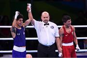 13 August 2016; Antonio Vargas of USA is declared victorious over Juliao Neto of Brazil during their Men's Flyweight Preliminary bout in the Riocentro Pavillion 6 Arena during the 2016 Rio Summer Olympic Games in Rio de Janeiro, Brazil. Photo by Stephen McCarthy/Sportsfile