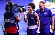 13 August 2016; Antonio Vargas of USA celebrates his victory over Juliao Neto of Brazil with Team USA boxing coach Billy Walsh during their Men's Flyweight Preliminary bout in the Riocentro Pavillion 6 Arena during the 2016 Rio Summer Olympic Games in Rio de Janeiro, Brazil. Photo by Stephen McCarthy/Sportsfile