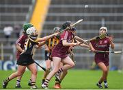 3 August 2016; Clodagh McGrath of Galway in action against Shelly Farrell of Kilkenny during the Liberty Insurance Senior Camogie Championship Semi-Final game between Kilkenny and Galway at Semple Stadium in Thurles, Co Tipperary. Photo by Daire Brennan/Sportsfile