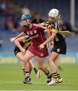 13 August 2016; Noreen Coen of Galway in action against Davia Tobin, right, and Claire Phelan of Kilkenny during the Liberty Insurance Senior Camogie Championship Semi-Final game between Kilkenny and Galway at Semple Stadium in Thurles, Co Tipperary. Photo by Piaras Ó Mídheach/Sportsfile