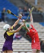 13 August 2016; Mary Leacy of Wexford in action against Hannah Looney of Cork during the Liberty Insurance Senior Camogie Championship Semi-Final game between Cork and Wexford at Semple Stadium in Thurles, Co Tipperary. Photo by Daire Brennan/Sportsfile