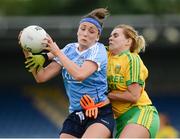 13 August 2016; Niamh McEvoy of Dublin in action against Kelly Wilson of Donegal during the TG4 Ladies Football All-Ireland Senior Championship Quarter-Final game between Dublin and Donegal at Glennon Brothers Pearse Park in Longford. Photo by Seb Daly/Sportsfile