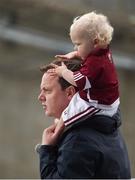 13 August 2016; Galway supporter Iarlaith De Barra 'beats a drum' as his dad, Peadar, watches the Liberty Insurance Senior Camogie Championship Semi-Final game between Galway and Kilkenny at Semple Stadium in Thurles, Co Tipperary. Photo by Ray McManus/Sportsfile