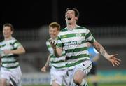 28 October 2010; Shamrock Rovers captain Jeff Flood celebrates after Rovers won the match in sudden death penalties. Airtricity Under-20 League Final, Shamrock Rovers v Bohemians, Tallaght Stadium, Tallaght, Dublin. Picture credit: Brian Lawless / SPORTSFILE