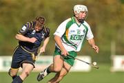 30 October 2010; Darragh O'Connell, Ireland, in action against Drew Howie, Scotland. U21 Shinty - Hurling International Final, Ireland v Scotland, Ratoath GAA Club, Ratoath, Co. Meath. Picture credit: Barry Cregg / SPORTSFILE