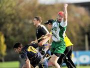 30 October 2010; Neil Heffernan, Ireland, celebrates after scoring his side's second goal. U21 Shinty - Hurling International Final, Ireland v Scotland, Ratoath GAA Club, Ratoath, Co. Meath. Picture credit: Barry Cregg / SPORTSFILE