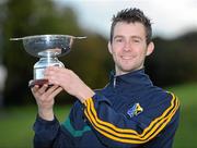 30 October 2010; Ireland captain Eoin Reilly lifts the Hurling/Shinty U21 International cup. U21 Shinty - Hurling International Final, Ireland v Scotland, Ratoath GAA Club, Ratoath, Co. Meath. Picture credit: Alan Place / SPORTSFILE