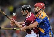 31 October 2010; Eoin Forde, Clarinbridge, in action against Brian Mahony, Loughrea. Galway County Senior Hurling Championship Final, Clarinbridge v Loughrea, Pearse Stadium, Galway. Picture credit: Brian Lawless / SPORTSFILE