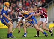 31 October 2010; Nigel Shaughnessy and Vinnie Maher, Loughrea, in action against Eoin Forde, Clarinbridge. Galway County Senior Hurling Championship Final, Clarinbridge v Loughrea, Pearse Stadium, Galway. Picture credit: Brian Lawless / SPORTSFILE