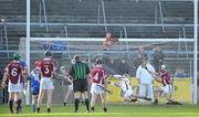 31 October 2010; Clarinbridge goalkeeper Liam Donoghue fails to stop a late penalty. Galway County Senior Hurling Championship Final, Clarinbridge v Loughrea, Pearse Stadium, Galway. Picture credit: Brian Lawless / SPORTSFILE