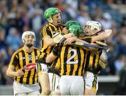 13 August 2016; Kilkenny players, left to right, Lester Ryan, Joey Holden, Shane Prendergast, Paul Murphy, and Pádraig Walsh celebrate after the GAA Hurling All-Ireland Senior Championship Semi-Final Replay game between Kilkenny and Waterford at Semple Stadium in Thurles, Co Tipperary. Photo by Daire Brennan/Sportsfile