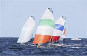 13 August 2016; Andrea Brewster and Saskia Tidey of Ireland in action during the second day of racing in the Women's 49er FX class on the Aeroporto course, Copacabana, during the 2016 Rio Summer Olympic Games in Rio de Janeiro, Brazil. Photo by David Branigan/Sportsfile