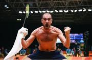 13 August 2016; Scott Evans of Ireland celebrates his victory in the Men's Singles Group Play Stage match between Scott Evans and Ygor Coelho de Oliveira at Riocentro Pavillion 4 Arena during the 2016 Rio Summer Olympic Games in Rio de Janeiro, Brazil. Photo by Stephen McCarthy/Sportsfile