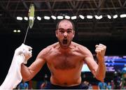 13 August 2016; Scott Evans of Ireland celebrates his victory during the Men's Singles Group Play Stage match between Scott Evans and Ygor Coelho de Oliveira at Riocentro Pavillion 4 Arena during the 2016 Rio Summer Olympic Games in Rio de Janeiro, Brazil. Photo by Stephen McCarthy/Sportsfile