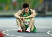 13 August 2016; Mark English of Ireland reacts after a 5th place finish in the semi-finals of the Men's 800m in the Olympic Stadium, Maracanã, during the 2016 Rio Summer Olympic Games in Rio de Janeiro, Brazil. Photo by Brendan Moran/Sportsfile