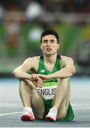 13 August 2016; Mark English of Ireland reacts after a 5th place finish in the semi-finals of the Men's 800m in the Olympic Stadium, Maracanã, during the 2016 Rio Summer Olympic Games in Rio de Janeiro, Brazil. Photo by Brendan Moran/Sportsfile