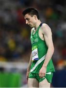 13 August 2016; Mark English of Ireland leaves the track after competing in the semi-finals of the Men's 800m in the Olympic Stadium, Maracanã, during the 2016 Rio Summer Olympic Games in Rio de Janeiro, Brazil. Photo by Brendan Moran/Sportsfile
