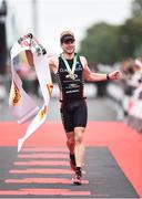 14 August 2016; Ben Collins of USA wins the Dublin Ironman 70.3 competition at Dun Laoghoire pier, Dublin. Photo by David Fitzgerald/Sportsfile