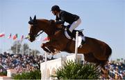 14 August 2016; Kevin Staur of France on Reveur de Hurtebise competes in the Individual Jumping 1st Qualifier at the Olympic Equestrian Centre, Deodoro, during the 2016 Rio Summer Olympic Games in Rio de Janeiro, Brazil. Photo by Brendan Moran/Sportsfile