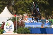 14 August 2016; Greg Broderick of Ireland on MHS Going Global in action during the Individual Jumping 1st Qualifier at the Olympic Equestrian Centre, Deodoro, during the 2016 Rio Summer Olympic Games in Rio de Janeiro, Brazil. Photo by Brendan Moran/Sportsfile