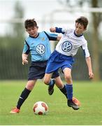 14 August 2016; Matthew Brennan of Crumlin United in action against Aaron Bride Coogan of Belvedere during Day 2 of the Volkswagen Junior Masters Under 13 Football Tournament at the AUL Sports Grounds, Dublin Airport, Dublin. Photo by Sportsfile