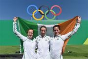 14 August 2016; Irish athletes, from left, Fionnuala McCormack , Lizzie Lee, and Breege Connolly after finishing the Women's Marathon during the 2016 Rio Summer Olympic Games in Rio de Janeiro, Brazil. Photo by Stephen McCarthy/Sportsfile