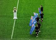 30 October 2010; Australia flagbearers pass the Cormac McAnallen Cup. Irish Daily Mail International Rules Series 2nd Test, Ireland v Australia, Croke Park, Dublin. Picture credit: Ray McManus / SPORTSFILE
