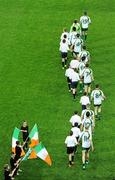 30 October 2010; The Ireland team make their way into the centre of the pitch ahead of the game. Irish Daily Mail International Rules Series 2nd Test, Ireland v Australia, Croke Park, Dublin. Picture credit: Ray McManus / SPORTSFILE