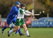 30 October 2010; Laura Gribben, Ireland, in action against Jeanette Mcgregor, Scotland. Ladies Shinty / Camogie International, Ireland v Scotland, Ratoath GAA Club, Ratoath, Co. Meath. Picture credit:  Barry Cregg / SPORTSFILE