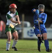 30 October 2010; Aisling Corr, Ireland, in action against Katy Smith, Scotland. Ladies Shinty / Camogie International, Ireland v Scotland, Ratoath GAA Club, Ratoath, Co. Meath. Picture credit:  Barry Cregg / SPORTSFILE