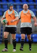 1 November 2010; Ireland's Sean O'Brien, left, and John Hayes during squad training ahead of their Autumn International match against South Africa on November the 6th. Ireland Rugby Squad Training, Donnybrook Stadium, Donnybrook, Dublin. Picture credit; Stephen McCarthy / SPORTSFILE