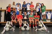 2 November 2010; The 2010 Tesco Ladies Football All Ireland Club Championships were launched at Croke Park today with a host of players from the clubs participating in the knock-out stages of the competitions. Pictured are John Prendergast, Tesco Head of Trade and Local Marketing, with Senior players, sitting from left, Therese McCafferty, Termon, Co. Donegal, Mary O'Connor, Inch Rovers, Co. Cork, Fiona McHale, Carnacon, Co. Mayo, and Grainne Dunne, Timahoe, Co. Laois. Also pictured are Junior and Intermediate players, standing from left, Elisha Hunston, Edenderry, Co. Offaly, Emma Nugent, Omagh, St. Enda's, Co. Tyrone, Michelle Allen, St. Conleth's, Co. Laois, Eimear Gallagher, St. Gall's, Co. Antrim, Sinead Fowley, St. Patrick's Dromohaire, Co. Leitrim, Katie Geoghegan, West Clare Gaels, Co. Clare and  Ciara Kilroy, Caltra Cuans, Co. Galway. Tesco Ladies Football All-Ireland Club Championships Launch, Hogan Stand, Croke Park, Dublin. Photo by Sportsfile