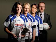 2 November 2010; The 2010 Tesco Ladies Football All Ireland Club Championships were launched at Croke Park today with a host of players from the clubs participating in the knock-out stages of the competitions. Pictured are John Prendergast, Tesco Head of Trade and Local Marketing, with Junior players Ciara Kilroy, Caltra Cuans, Co. Galway, Elisha Hunston, Edenderry, Co. Offaly, and Emma Nugent, Omagh St. Enda's, Co. Tyrone. Tesco Ladies Football All-Ireland Club Championships Launch, Hogan Stand, Croke Park, Dublin. Photo by Sportsfile
