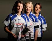 2 November 2010; The 2010 Tesco Ladies Football All Ireland Club Championships were launched at Croke Park today with a host of players from the clubs participating in the knock-out stages of the competitions. Pictured are Junior players, from left, Ciara Kilroy, Caltra Cuans, Co. Galway, Elisha Hunston, Edenderry, Co. Offaly, and Emma Nugent, Omagh St. Enda's, Co. Tyrone. Tesco Ladies Football All-Ireland Club Championships Launch, Hogan Stand, Croke Park, Dublin. Photo by Sportsfile
