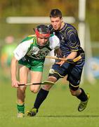 30 October 2010; Shea McIvor, Ireland, in action against Stevie Stewart, Scotland. U21 Shinty - Hurling International Final, Ireland v Scotland, Ratoath GAA Club, Ratoath, Co. Meath. Picture credit: Alan Place / SPORTSFILE