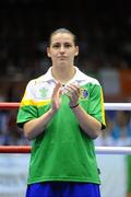 18 September 2010; Katie Taylor, Ireland, after defeating Cheng Dong, China, during their 60kg Lightweight Final. AIBA Women World Boxing Championships Barbados 2010 - Finals, Garfield Sobers Sports Gymnasium, Bridgetown, Barbados. Picture credit: Stephen McCarthy / SPORTSFILE
