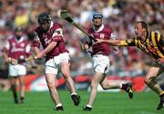 19 August 2001; Alan Kerins of Galway in action against Andy Comerford of Kilkenny during the Guinness All-Ireland Senior Hurling Championship Semi-Final match between Kilkenny and Galway at Croke Park in Dublin. Photo by Brendan Moran/Sportsfile